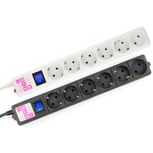 Сетевые фильтры, 6 розеток, 16 А, шнур 3*1.5 мм²